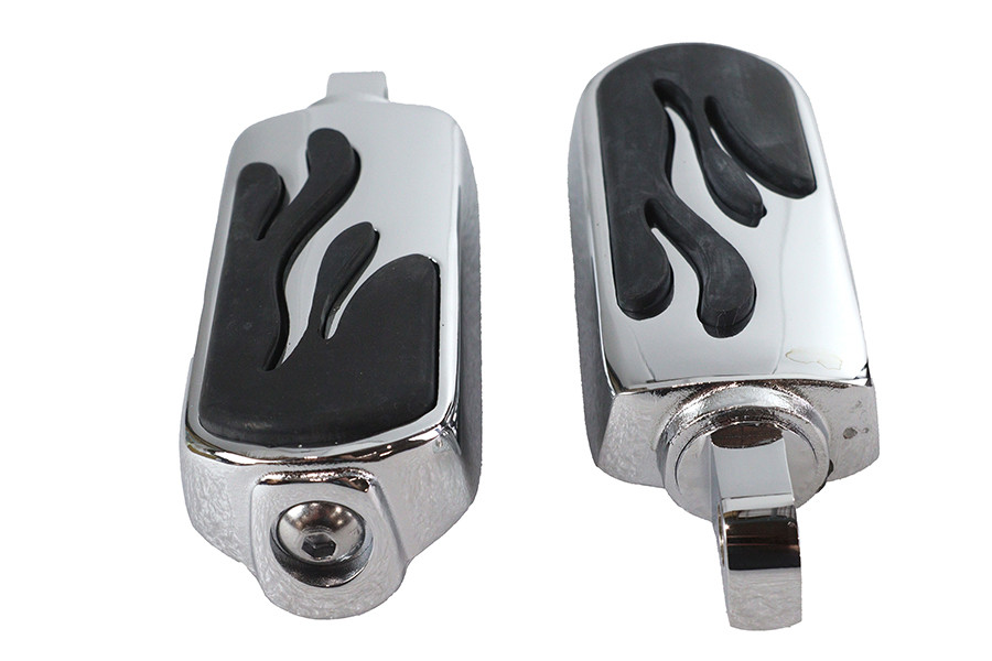 V-Twin #50312-03 - Chrome Flame Style Footpeg Set