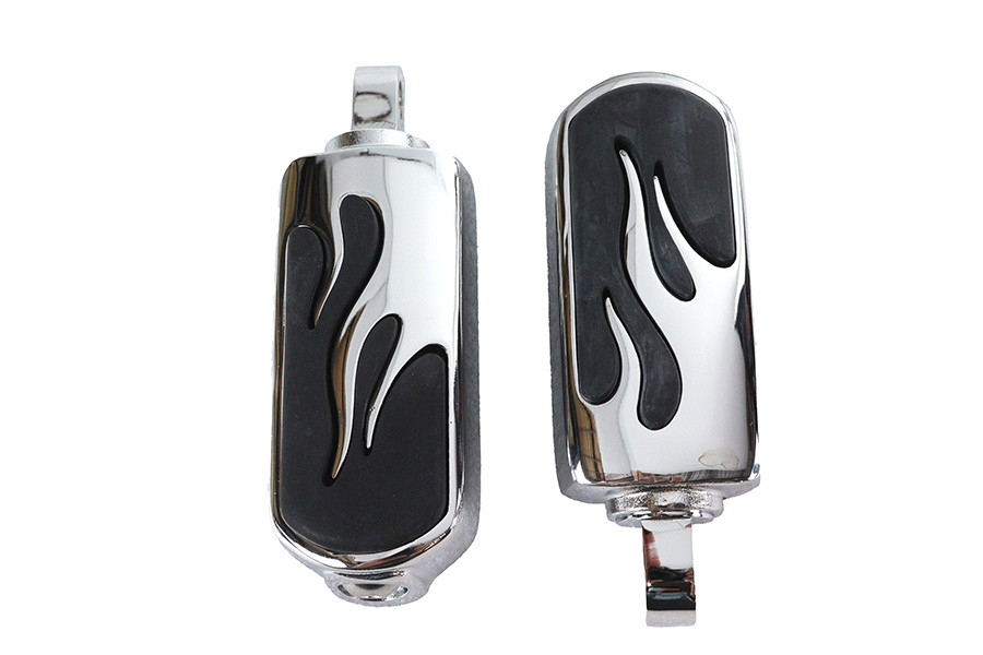 V-Twin #50312-03 - Chrome Flame Style Footpeg Set