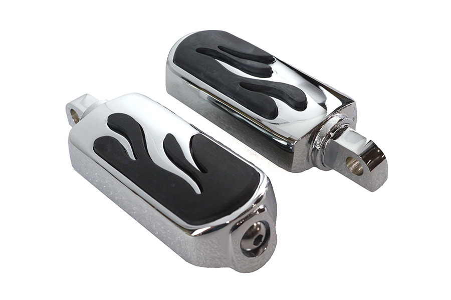 V-Twin #50312-03 - Chrome Flame Style Footpeg Set