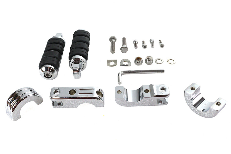 V-Twin - Chrome Engine Bar Footpeg Mount Kit with Footpegs
