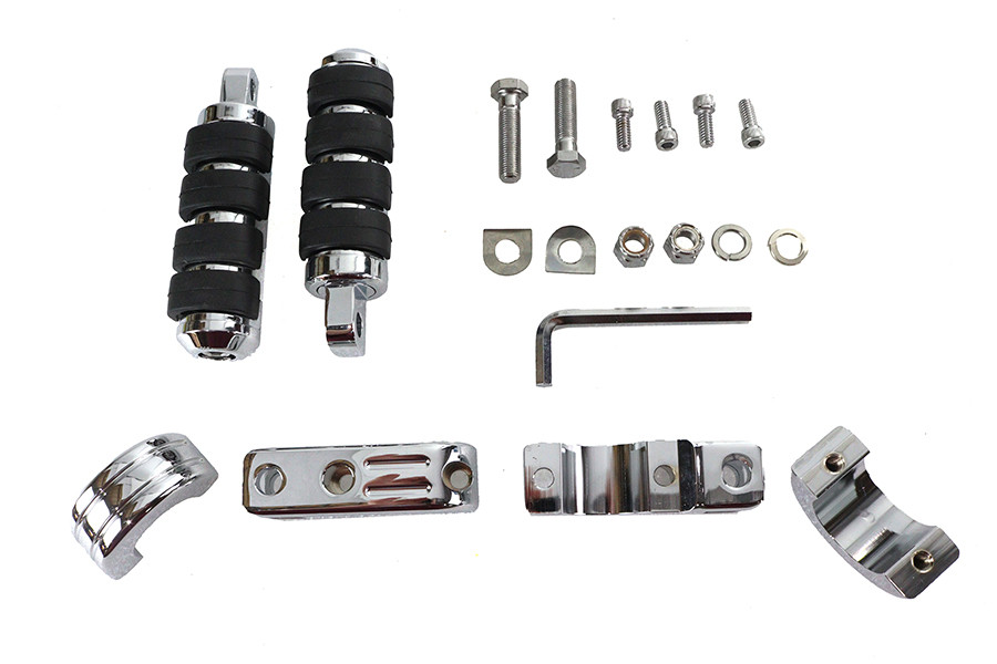 V-Twin - Chrome Engine Bar Footpeg Mount Kit with Footpegs