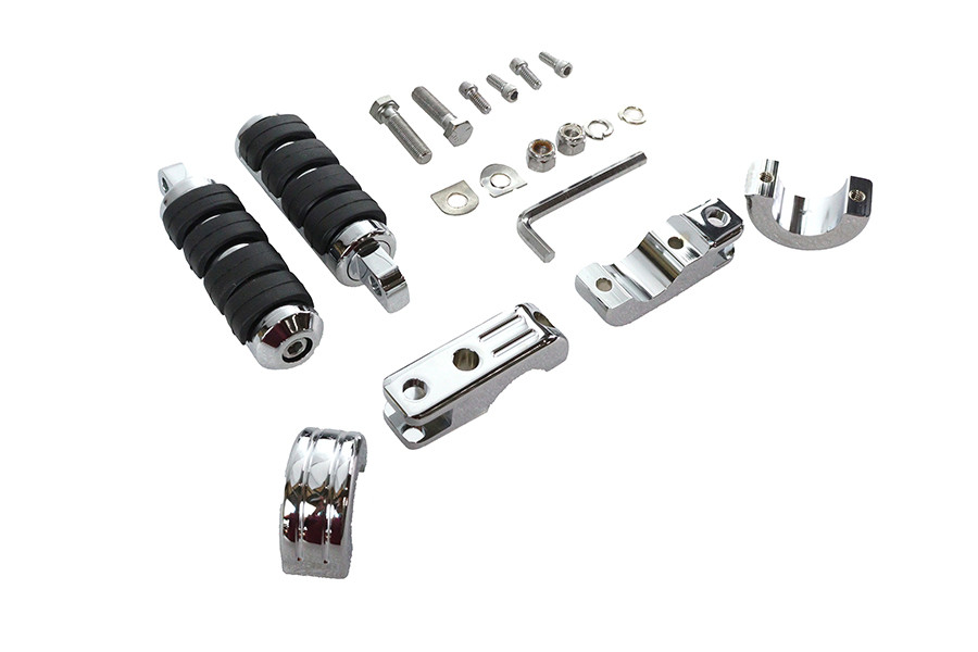 V-Twin - Chrome Engine Bar Footpeg Mount Kit with Footpegs
