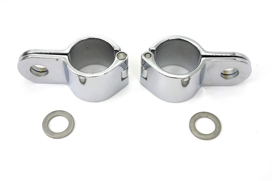 V-Twin - Chrome 1-1/4 inch Footpeg Mount Clamp Set