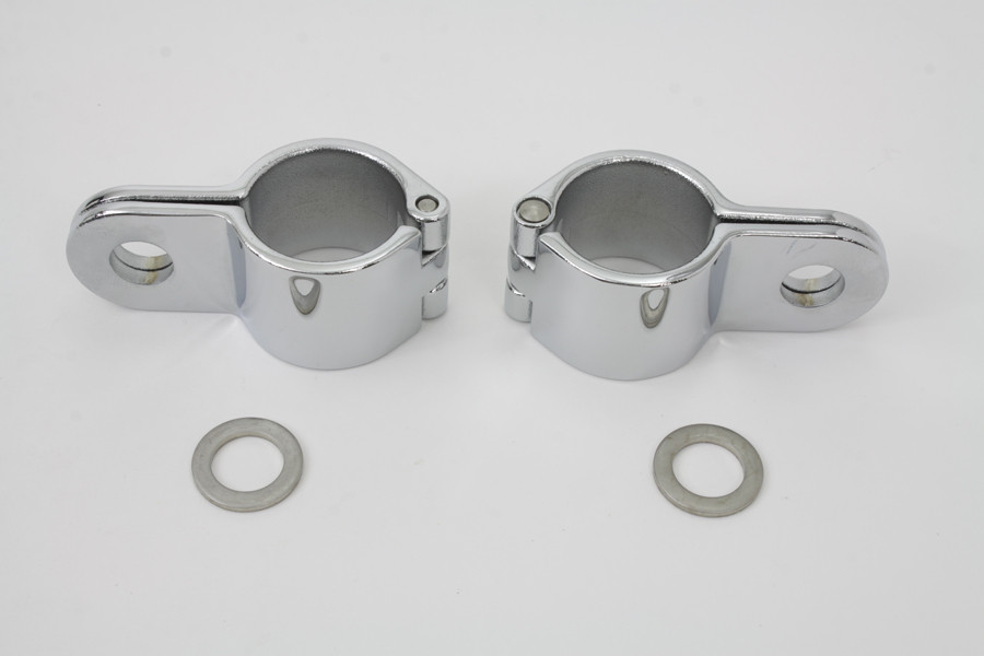 V-Twin - Chrome 1-1/4 inch Footpeg Mount Clamp Set