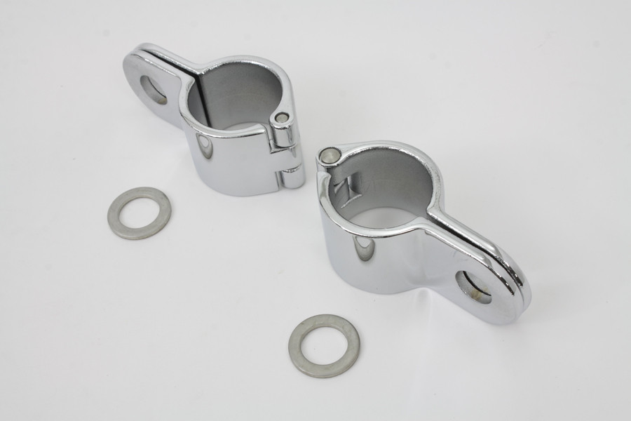 V-Twin - Chrome 1-1/4 inch Footpeg Mount Clamp Set