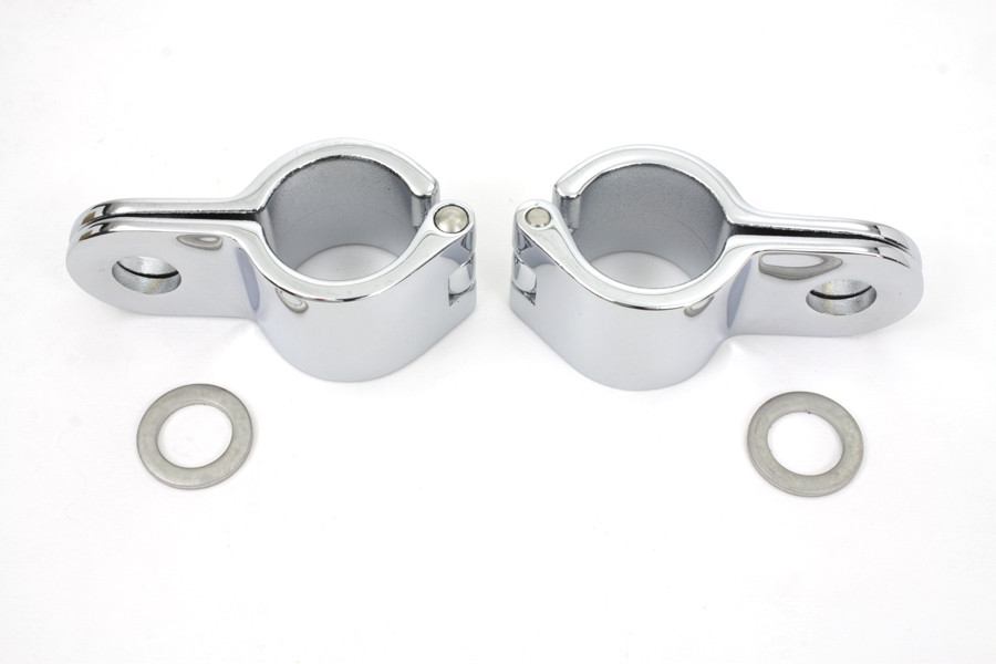 V-Twin - Chrome 1-1/8 inch Footpeg Mount Clamp Set