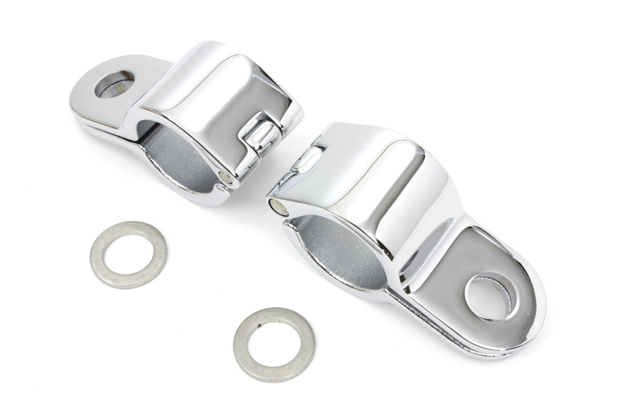 V-Twin - Chrome 1-1/8 inch Footpeg Mount Clamp Set