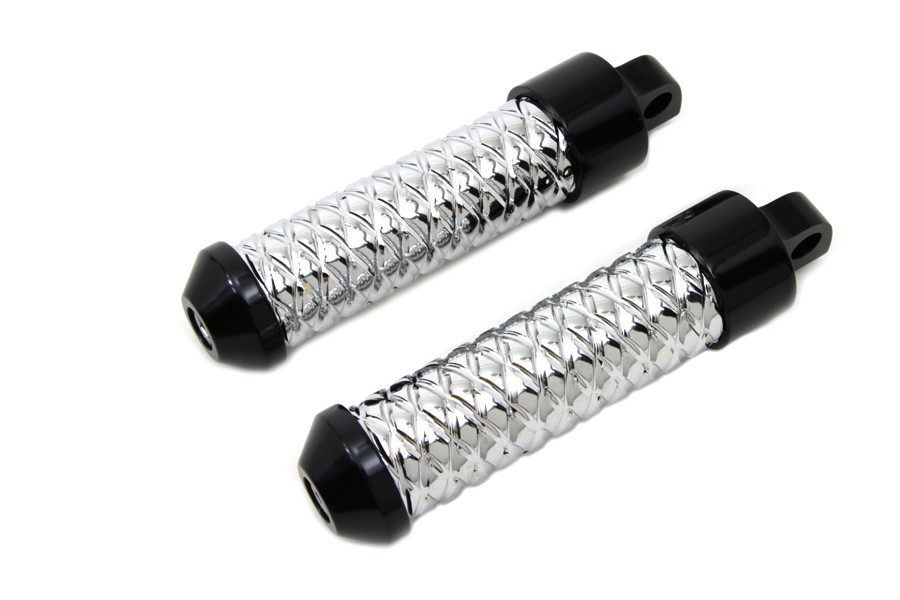 Wyatt Gatling #8717 - Chrome Bullet Style Footpeg Set with Black Ends