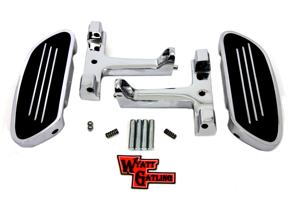 V-Twin #79093 - Wyatt Gatling Chrome Passenger Footboard Kit