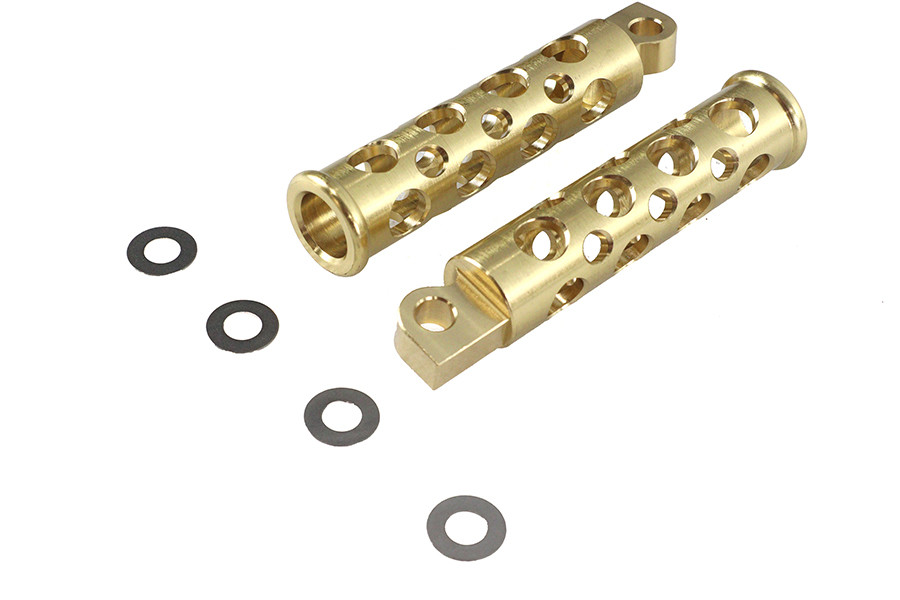 V-Twin - Swiss Cheese Style Footpeg Set Brass