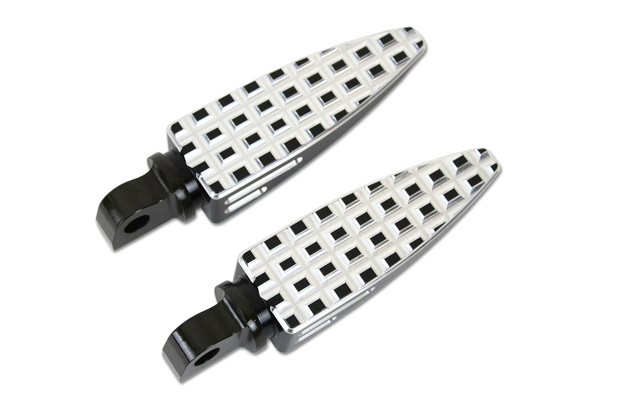 Wyatt Gatling #78185B - Black Adjustable Footpeg Set with Silver Highlights