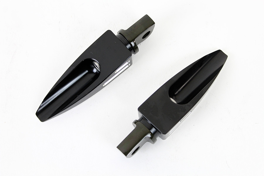 Wyatt Gatling #78185B - Black Adjustable Footpeg Set with Silver Highlights