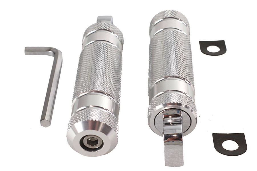 Wyatt Gatling #17-0425KB - Silver Knurled Four Grooved Footpeg Set