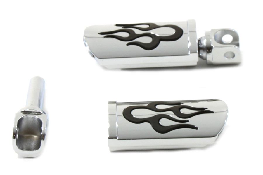 Wyatt Gatling #08519F - Flame Style Adjustable Footpeg Set Chrome