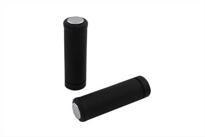 V-Twin #63049 - Black Stock Style Grip Set with Chrome Plugs
