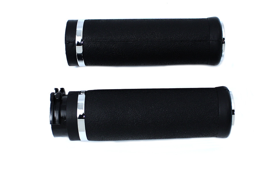 Wyatt Gatling #17-0556 - Black Grip Set with Chrome End Caps