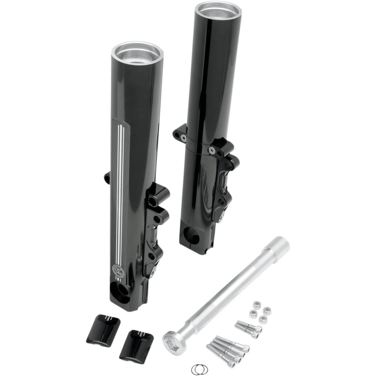Performance Machine (PM) #0208-2056-BM - Fork Leg Kit - Black - Lower - Dual Disc - Contrast Cut - '08-'13