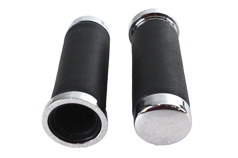 V-Twin - Pebble Style Grip Set with Chrome End Caps