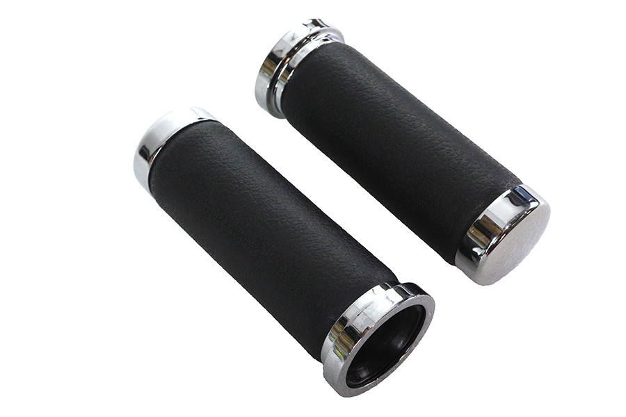 V-Twin - Pebble Style Grip Set with Chrome End Caps