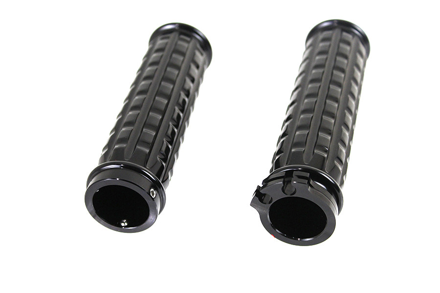 V-Twin #78069B - Black Grained Style Handlebar Grip Set