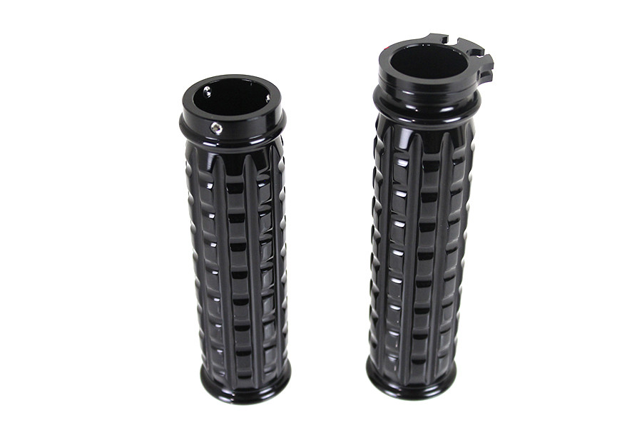 V-Twin #78069B - Black Grained Style Handlebar Grip Set
