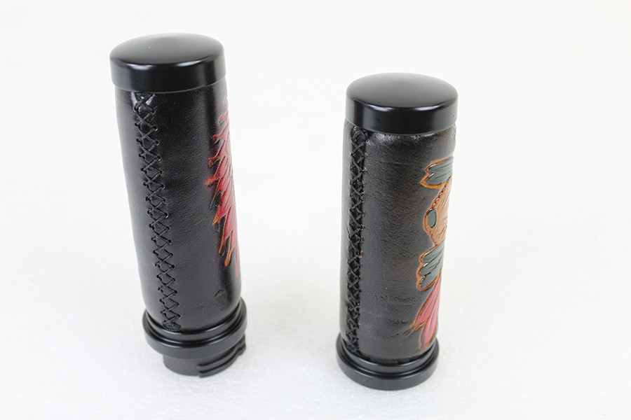 V-Twin #78453B - Indian Grip Set with Black Ends