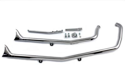 Paughco #726B2F - Exhaust Drag Pipe Set Fishtail Chrome