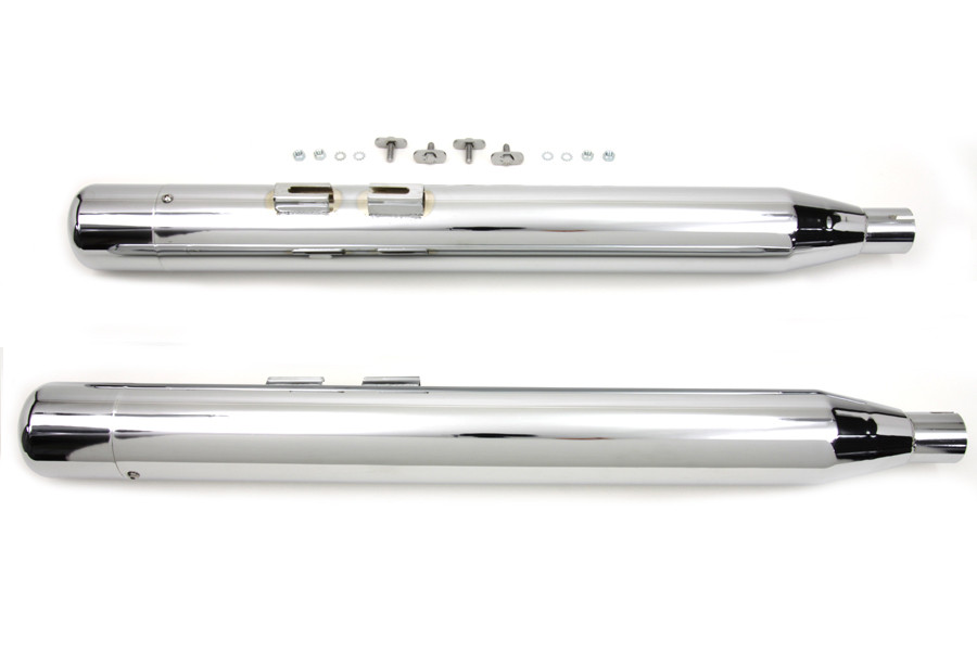 V-Twin #8555 - Wyatt Gatling Muffler Set With Chrome Hollow Point End Tips
