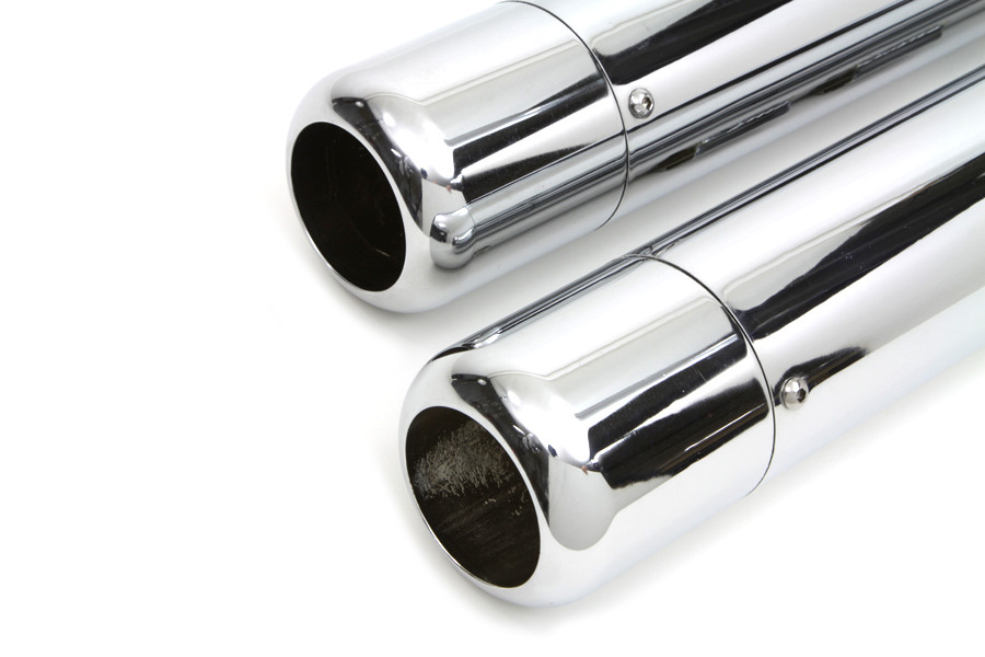 V-Twin #8555 - Wyatt Gatling Muffler Set With Chrome Hollow Point End Tips