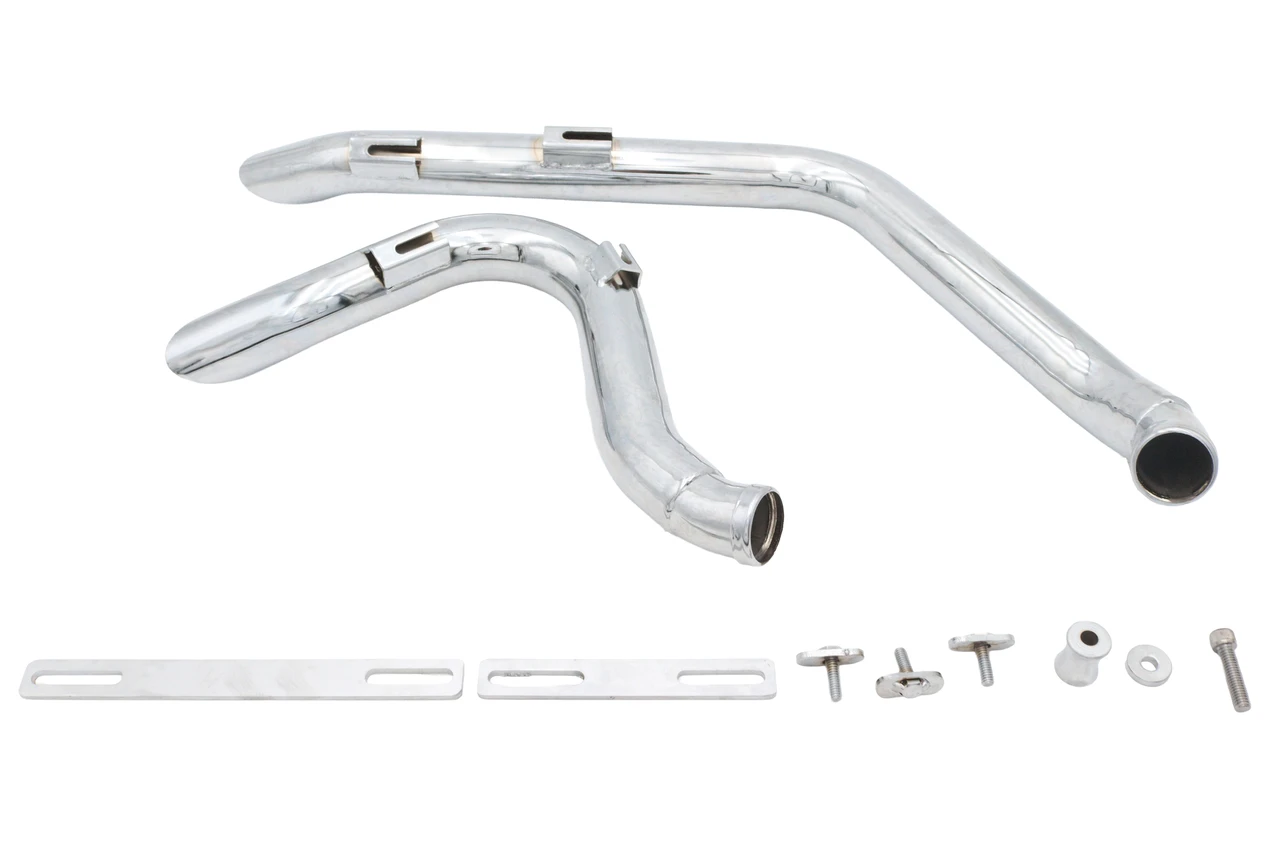 V-Twin #300668 - Stacked Short Goose Style Drag Pipe Set Chrome