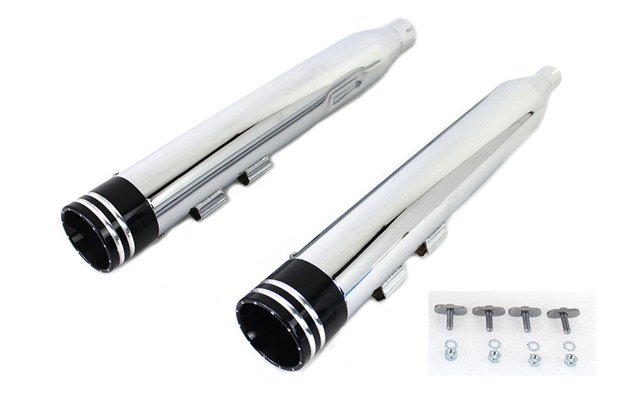 V-Twin - Factory Sample Wyatt Gatling Muffler Set Chrome with Black 2