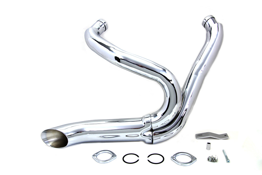 V-Twin - Chrome Wyatt Gatling 2 into 1 Exhaust Pipe Header Kit