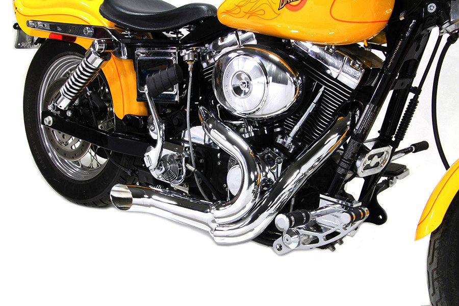 V-Twin - Chrome Wyatt Gatling 2 into 1 Exhaust Pipe Header Kit
