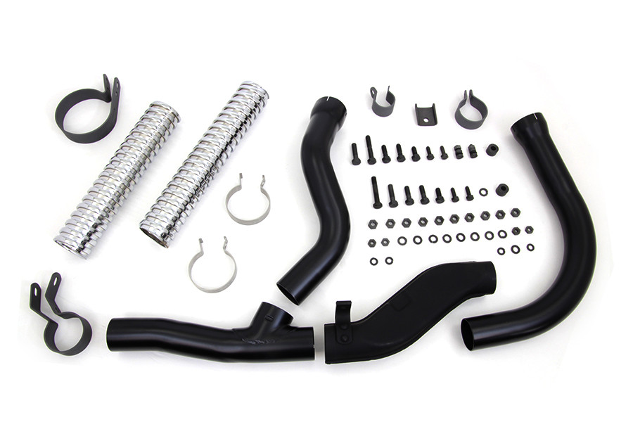 V-Twin - Black Replica Panhead Exhaust Header Kit