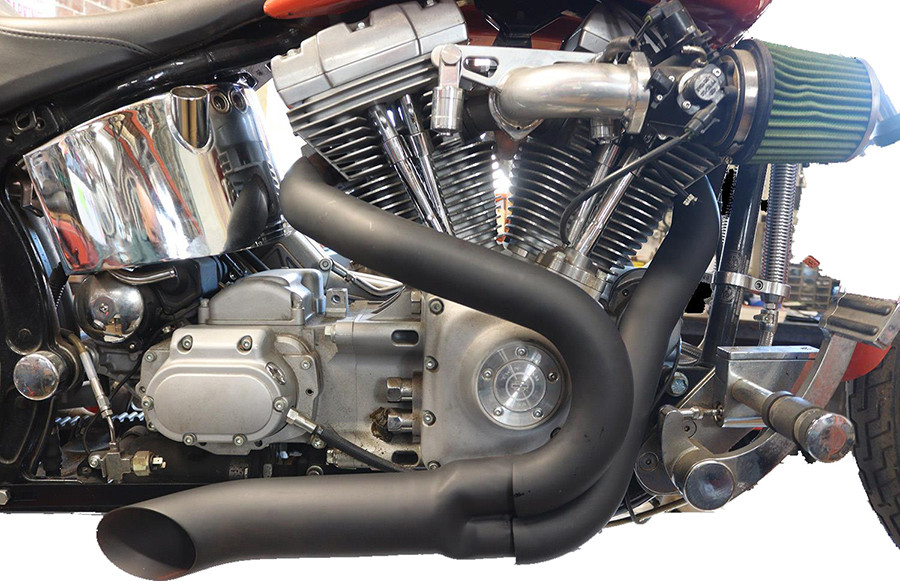 Wyatt Gatling #1954 - Black Wyatt Gatling 2 into 1 Exhaust Pipe Header Kit