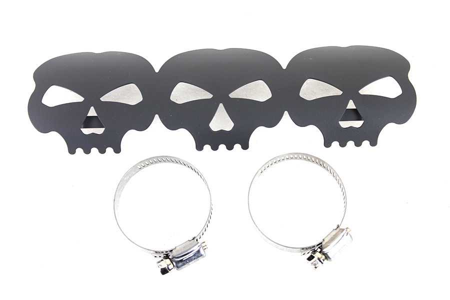 V-Twin #63787B - Black Skull Heat Shield