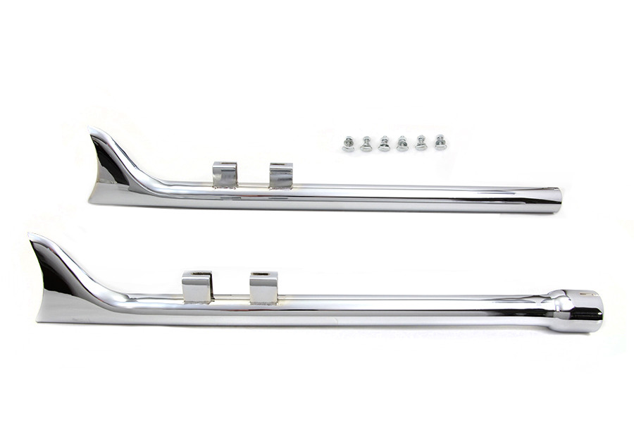 V-Twin #0016 - M8 33 inch Straight Fishtail Exhaust Extension Set Chrome