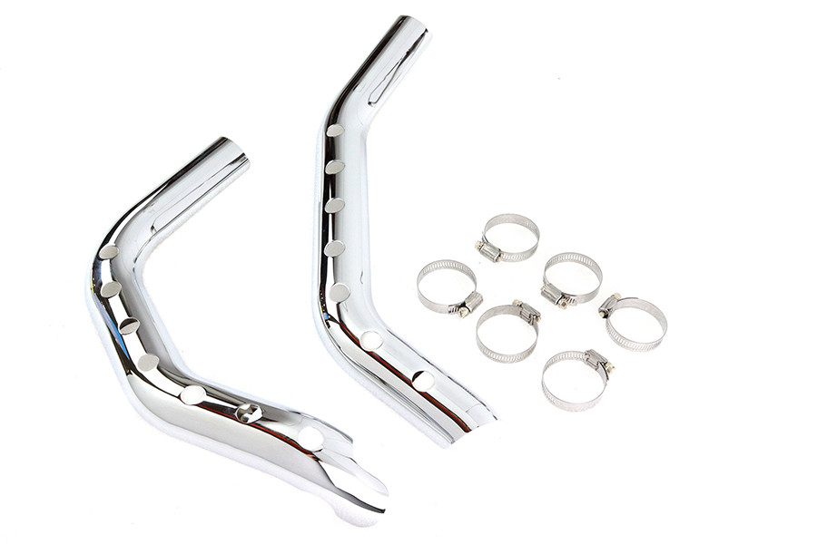V-Twin #78544B - Drilled Heat Shield Set Chrome