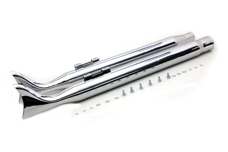 V-Twin #FH-01-CHROME - M8 Chrome Fishtail Muffler Set