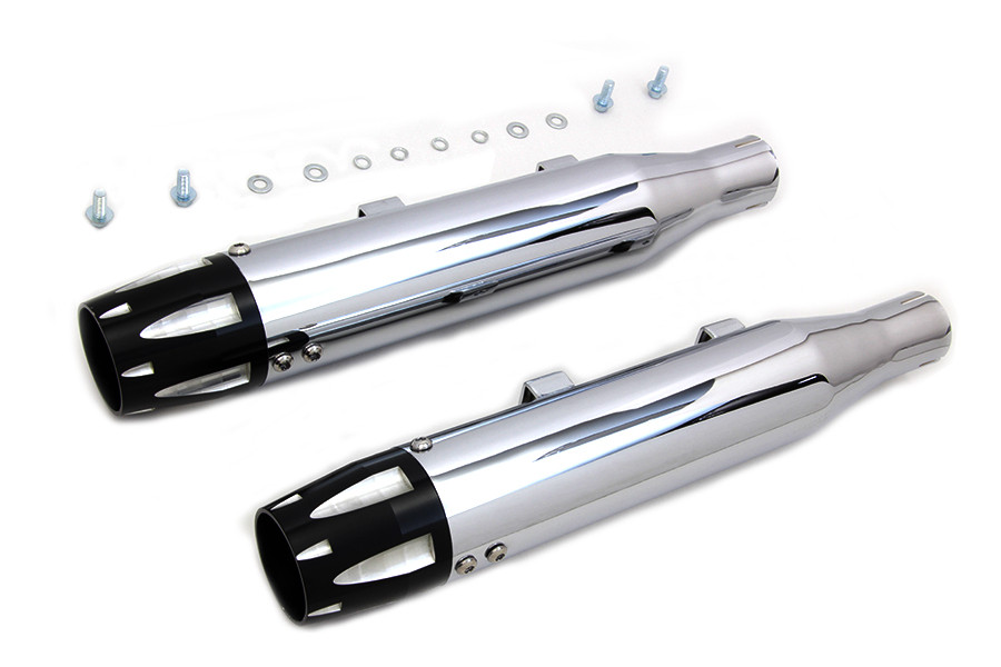 V-Twin #SM-01-CHROME - Chrome Highlighted Revolver Tip Muffler Set