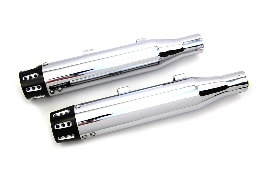 V-Twin #SM-02-CHROME - Chrome Tapered Revolver Tip Muffler Set