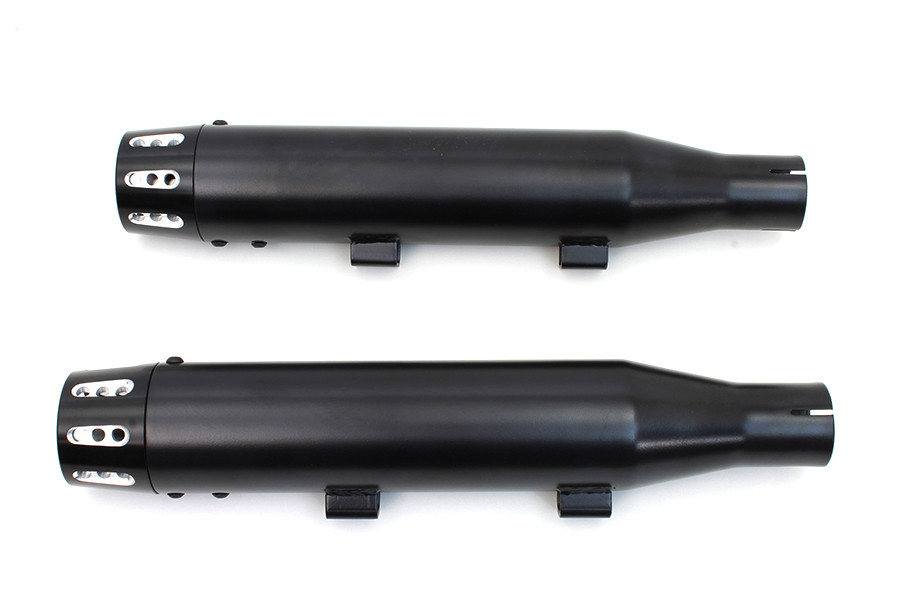 V-Twin #SM-02-BLACK - Black Tapered Revolver Tip Muffler Set Black