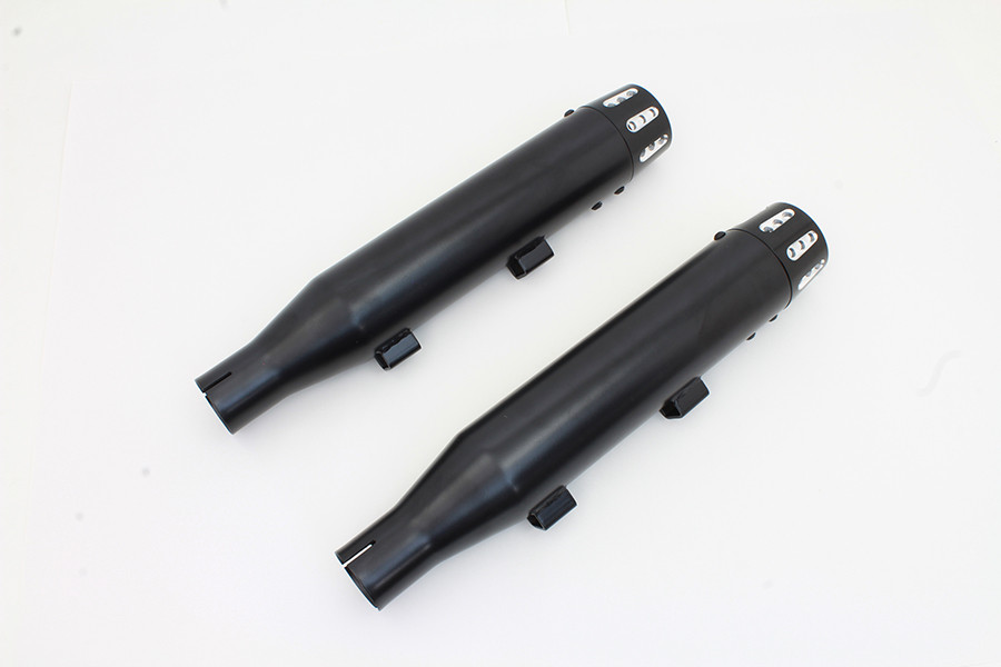 V-Twin #SM-02-BLACK - Black Tapered Revolver Tip Muffler Set Black
