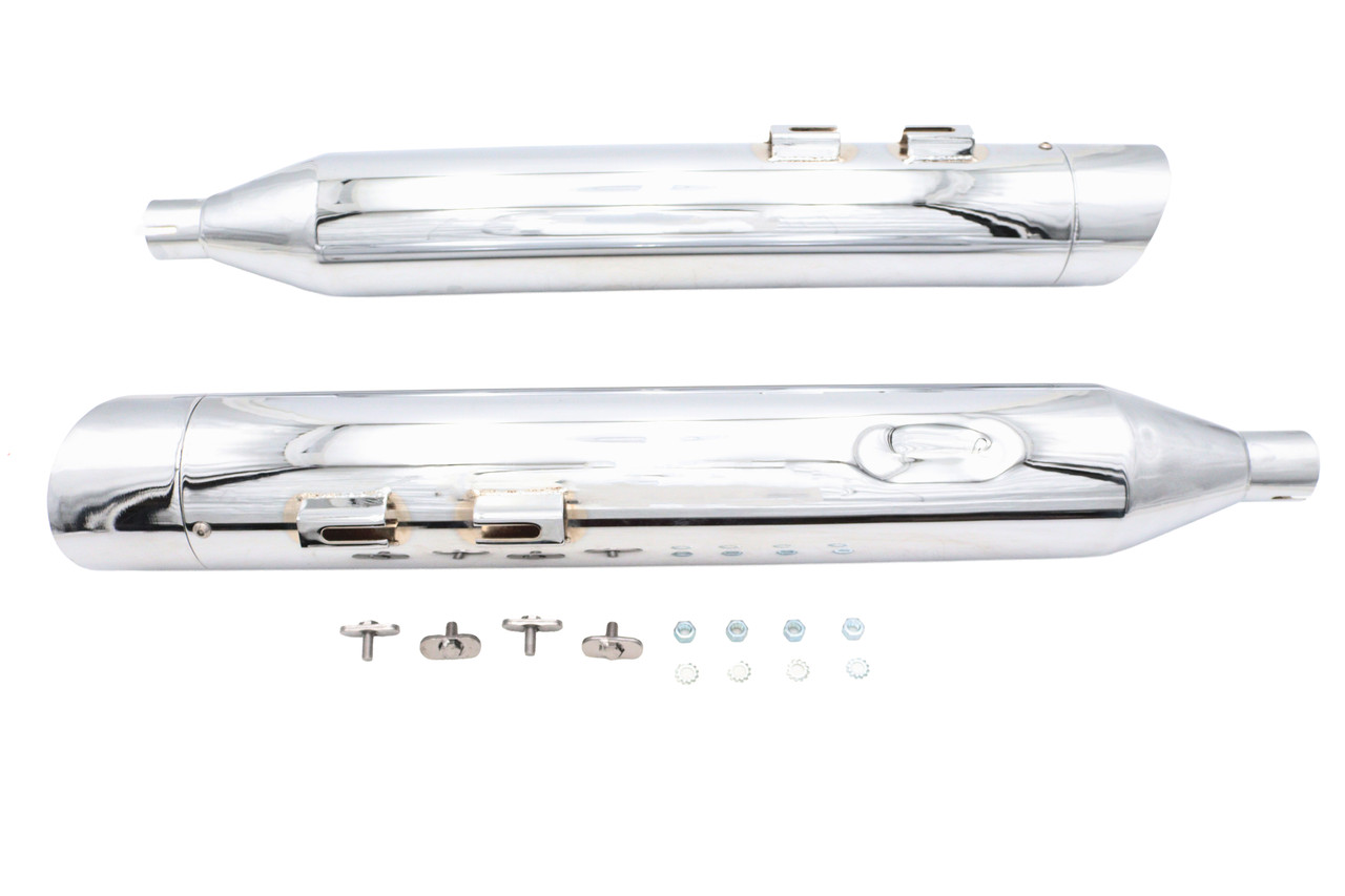 Wyatt Gatling #6149 - Wyatt Gatling Muffler Set Chrome with Chrome Slash Up Tips