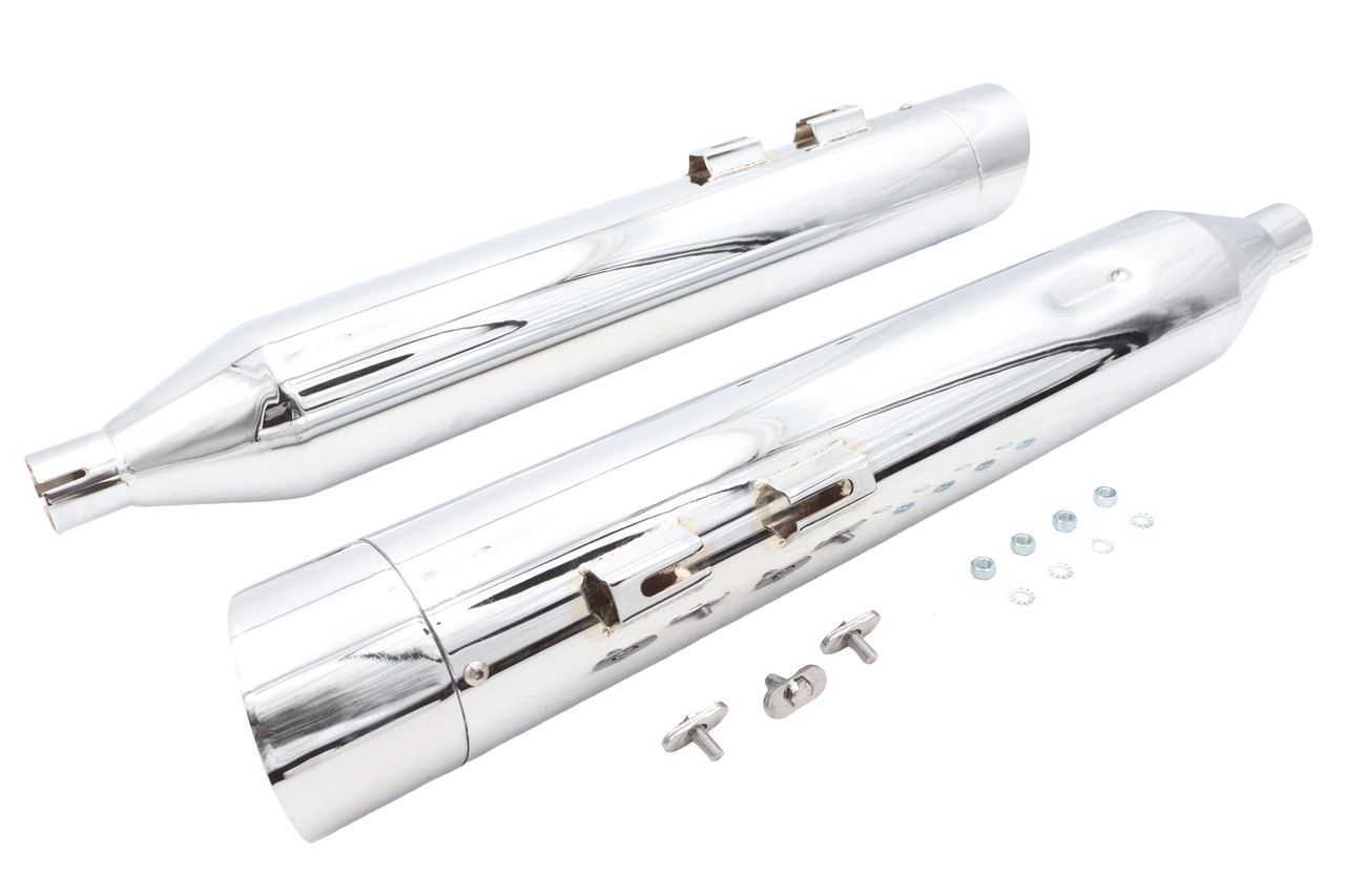 Wyatt Gatling #6149 - Wyatt Gatling Muffler Set Chrome with Chrome Slash Up Tips