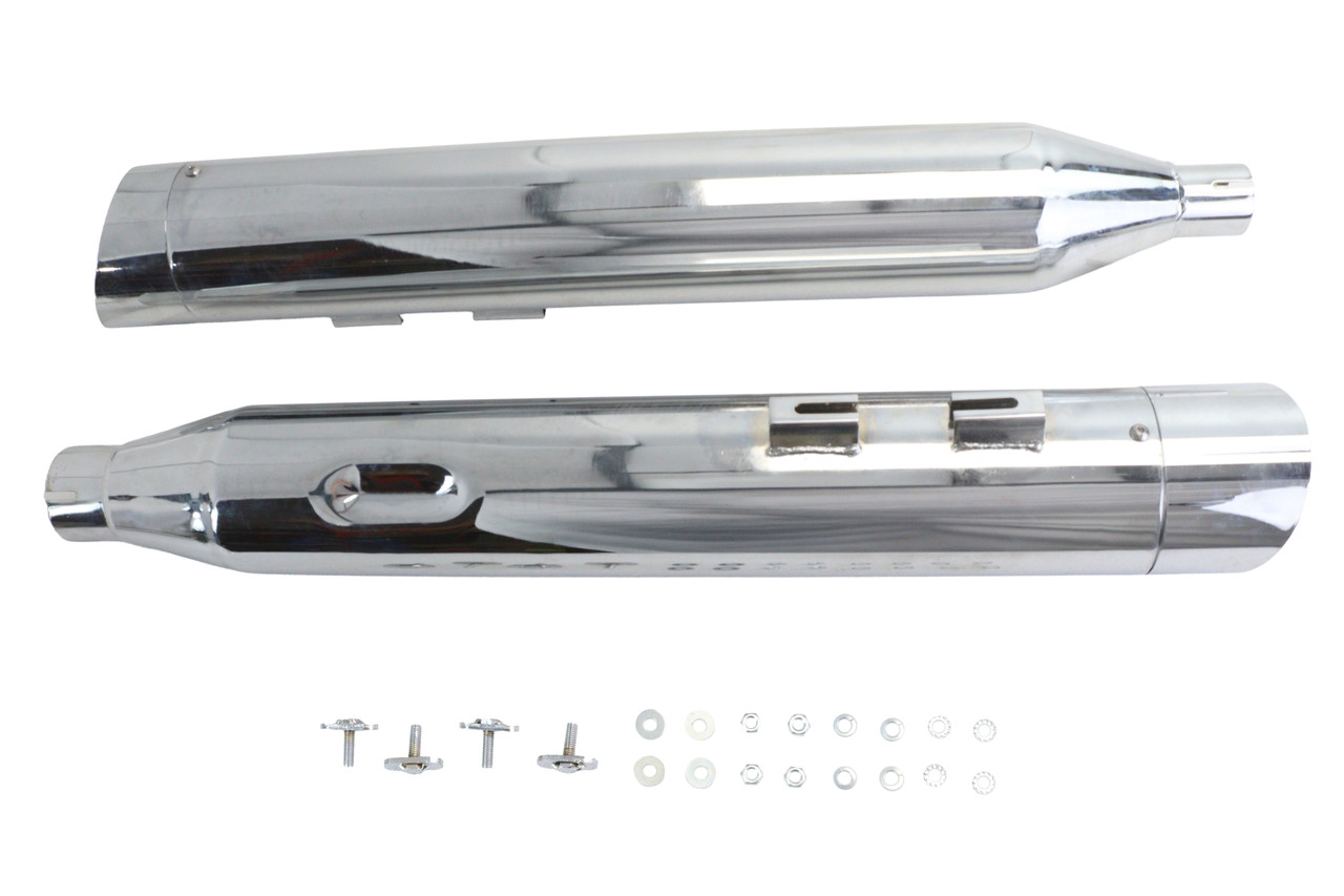 Wyatt Gatling #6150 - Wyatt Gatling Muffler Set Chrome with Chrome Slash Up Tips