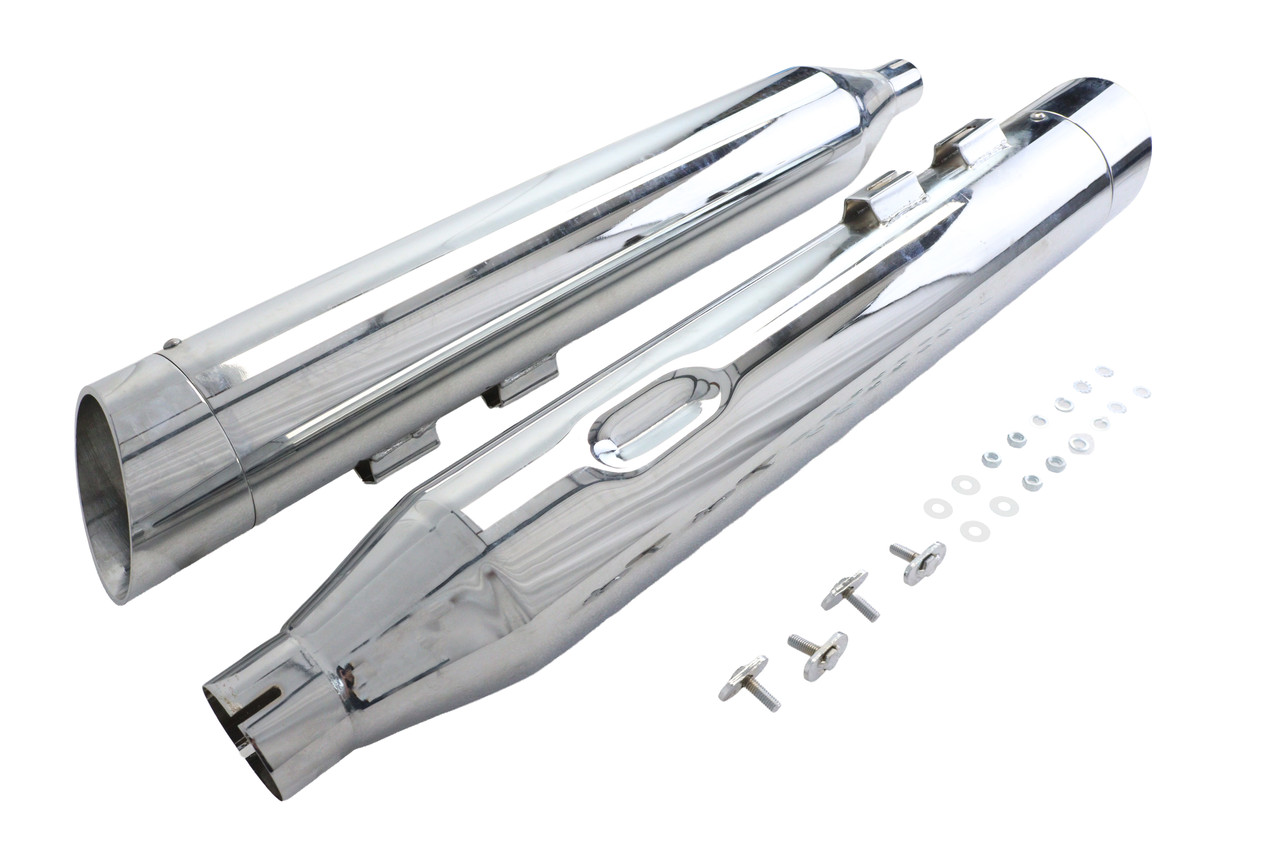 Wyatt Gatling #6150 - Wyatt Gatling Muffler Set Chrome with Chrome Slash Up Tips