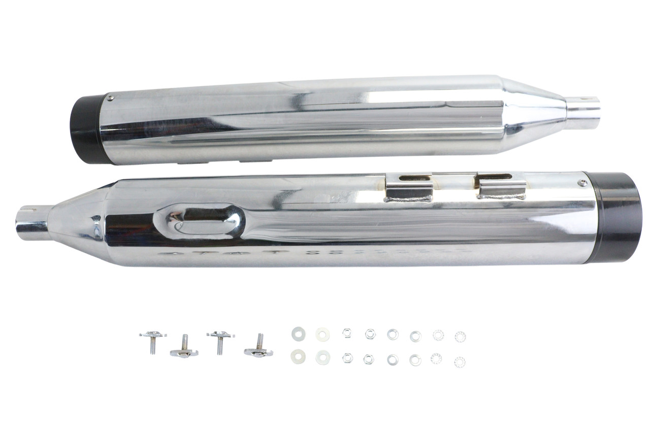 Wyatt Gatling #0503 - Wyatt Gatling Muffler Set Chrome with Black Contour Tips