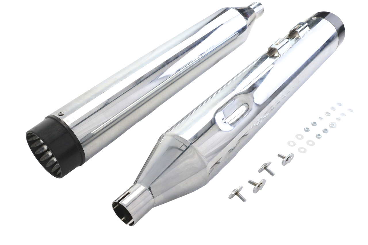 Wyatt Gatling #0503 - Wyatt Gatling Muffler Set Chrome with Black Contour Tips