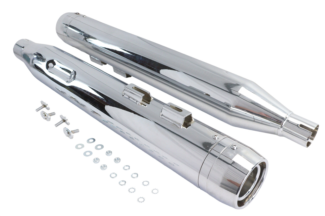 Wyatt Gatling - Wyatt Gatling Muffler Set Chrome with Chrome Rocket Booster